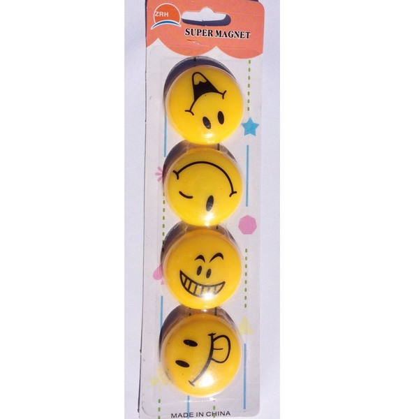 ZRH Super Magnets Smiley, Ø 40mm, 4 Yellow-Orange